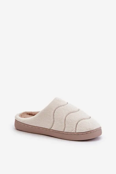 Futrzane Warm women's slippers beige Vamirae