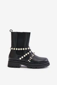 Women's Ankle Boots with Decorative Straps - Black Sintitia