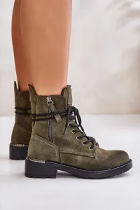 High ankle boots with zippers green Maisa