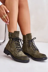 High ankle boots with zippers green Maisa