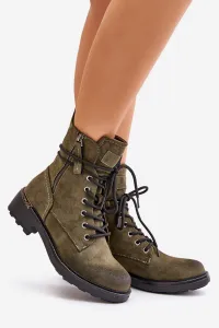 High ankle boots with zippers green Maisa