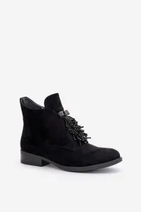 Insulated Low Ankle Boots with Zipper Decoration S.Barski Black