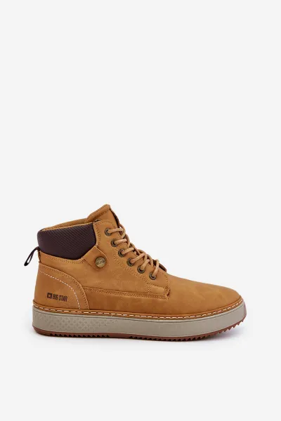 Lace-up men's ankle boots Big Star Hi-Poly System Camel