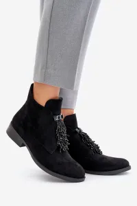 Insulated Low Ankle Boots with Zipper Decoration S.Barski Black