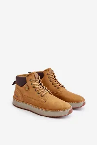 Lace-up men's ankle boots Big Star Hi-Poly System Camel