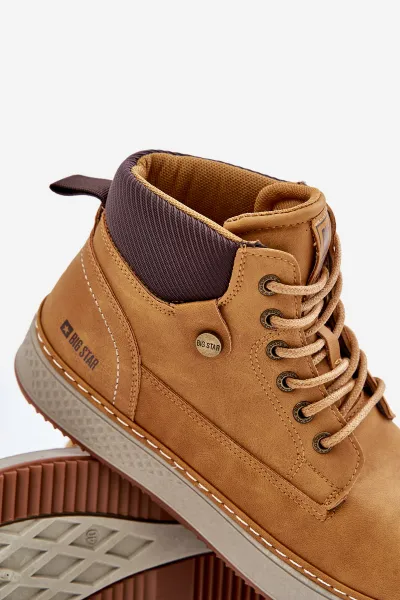 Lace-up men's ankle boots Big Star Hi-Poly System Camel