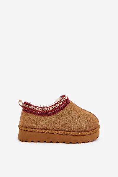 Snow boots children's ankle boots on a platform insulated with fur Camel Vilabria