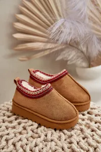 Snow boots children's ankle boots on a platform insulated with fur Camel Vilabria