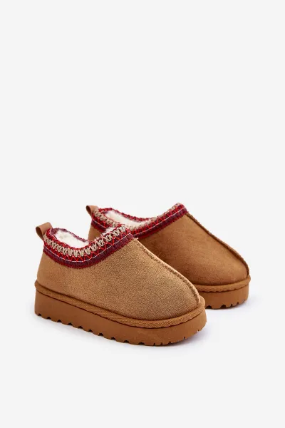 Snow boots children's ankle boots on a platform insulated with fur Camel Vilabria