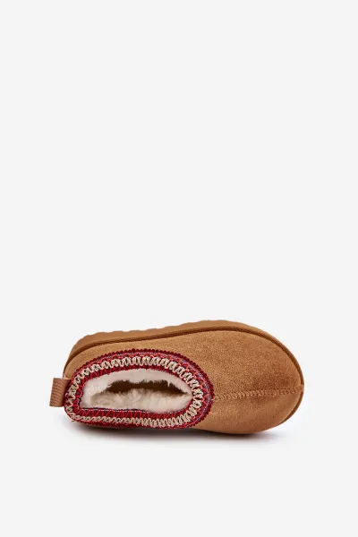 Snow boots children's ankle boots on a platform insulated with fur Camel Vilabria