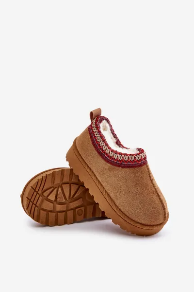 Snow boots children's ankle boots on a platform insulated with fur Camel Vilabria