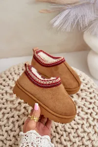 Snow boots children's ankle boots on a platform insulated with fur Camel Vilabria