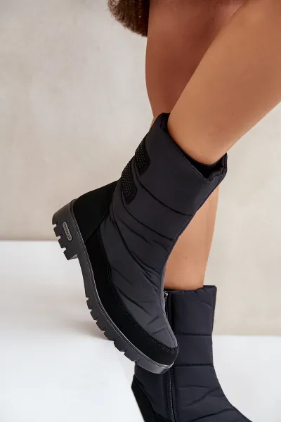 Women's Progress PROGJ-21-16 black snow boots with zip