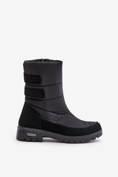 Women's Progress PROGJ-21-16 black snow boots with zip