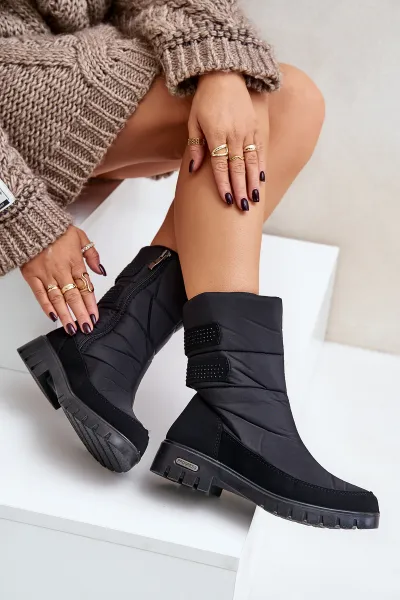 Women's Progress PROGJ-21-16 black snow boots with zip