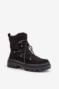 Ankle boots with sheepskin black Merilana