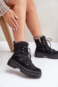 Ankle boots with sheepskin black Merilana