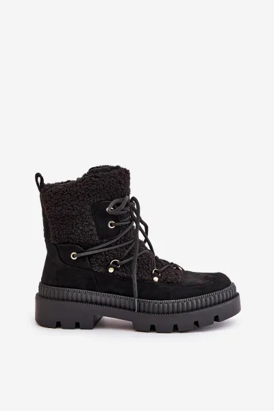 Ankle boots with sheepskin black Merilana