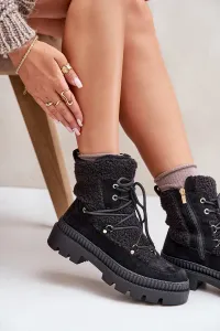 Ankle boots with sheepskin black Merilana