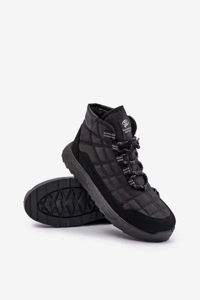 Insulated men's winter boots lace-up Progress black