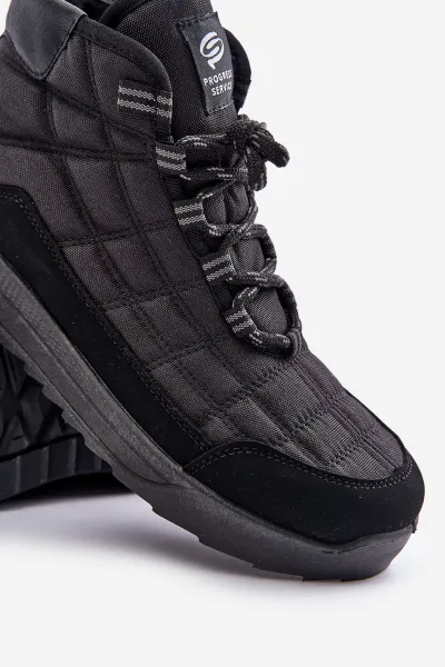 Insulated men's winter boots lace-up Progress black