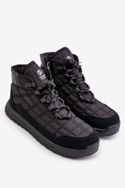 Insulated men's winter boots lace-up Progress black