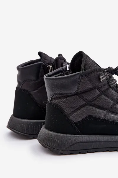 Insulated men's winter boots lace-up Progress black