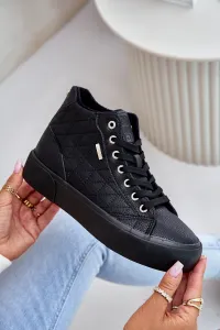Insulated women's sneakers with Big Star stitching black