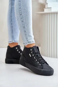 Insulated women's sneakers with Big Star stitching black