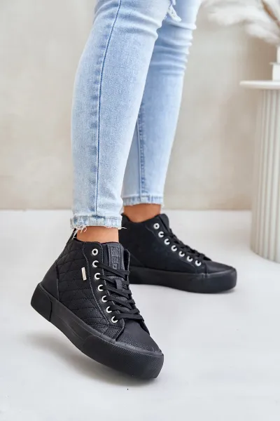 Insulated women's sneakers with Big Star stitching black