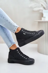 Insulated women's sneakers with Big Star stitching black
