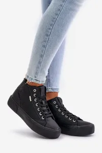 Insulated women's sneakers with Big Star stitching black