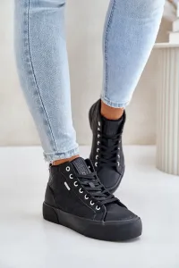 Insulated women's sneakers with Big Star stitching black