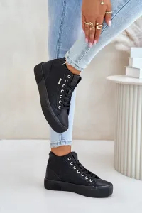 Insulated women's sneakers with Big Star stitching black