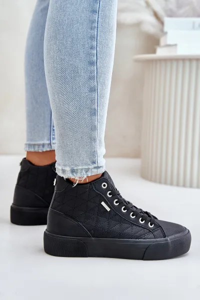 Insulated women's sneakers with Big Star stitching black