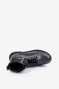 Leather Trapper Ankle Boots Mens Insulated Big Star Black