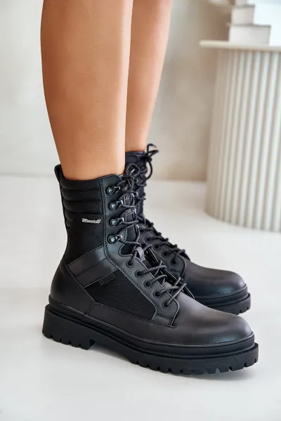Leather Trapper Ankle Boots Mens Insulated Big Star Black