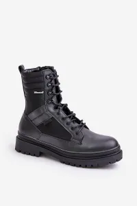 Leather Trapper Ankle Boots Mens Insulated Big Star Black