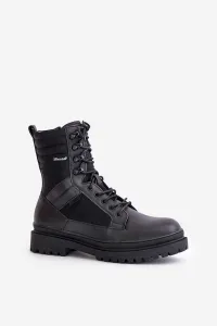 Leather Trapper Ankle Boots Mens Insulated Big Star Black