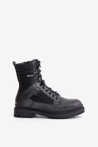 Leather Trapper Ankle Boots Mens Insulated Big Star Black