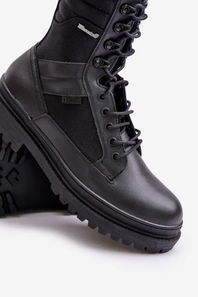Leather Trapper Ankle Boots Mens Insulated Big Star Black