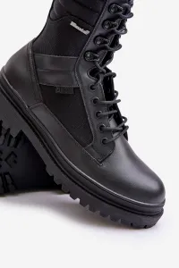 Leather Trapper Ankle Boots Mens Insulated Big Star Black