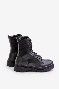 Leather Trapper Ankle Boots Mens Insulated Big Star Black