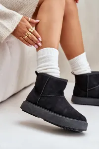 Women's platform snow boots made of eco suede black Atteria