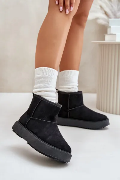 Women's platform snow boots made of eco suede black Atteria