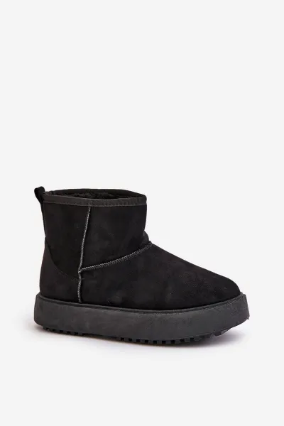 Women's platform snow boots made of eco suede black Atteria