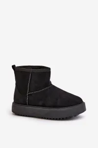 Women's platform snow boots made of eco suede black Atteria
