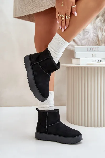 Women's platform snow boots made of eco suede black Atteria