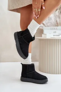 Women's platform snow boots made of eco suede black Atteria