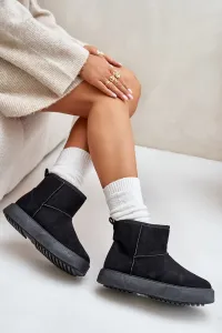 Women's platform snow boots made of eco suede black Atteria